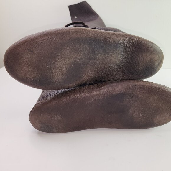 Vintage Handmade Leather Lace Tall High Moccasin (9 US) - Picture 9 of 11